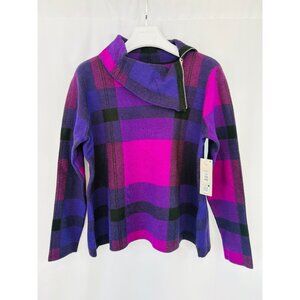 NWT Ali Miles Knit Plaid Pullover Sweater Women's Sz XL Orig $79